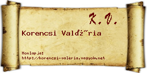 Korencsi Valéria névjegykártya